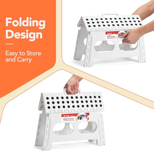 9 Inch Folding Step Stool (Widen White / 9 Inch( Pack of 1))