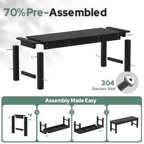 HDPE Outdoor Bench (Black(hdpe) / 1 pack)