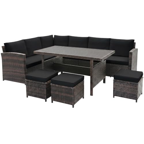 7 Pieces Wicker Patio Furniture Set (7 Pieces / Mix Brown & Black)