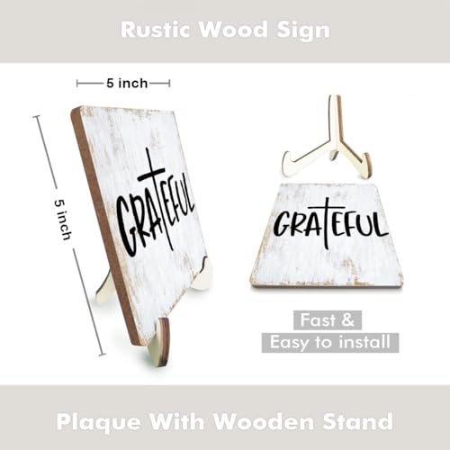 Inspirational Wood Sign Rustic Desk Decor Home House Office Work Table Desk Accessories Decorative Christian Religious Bible Verse Faith Decorations Office Supplies Living Room Cubicle Decor (3 Count)