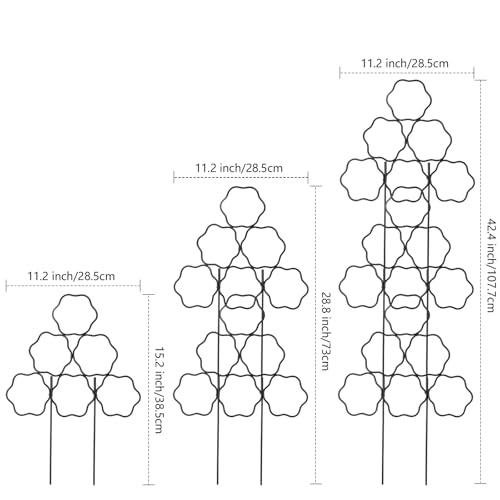 15 Inch Trellis for Climbing Plants Outdoor 3 Pack (Black - Flower / 3 pack)