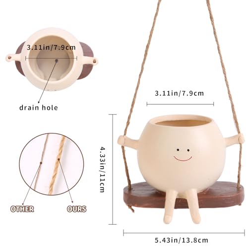Swing Face Planter Pot Hanging (Khaki / Hanging planters)