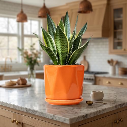 Ceramic Plant Pots Set of 3 (2-orange)