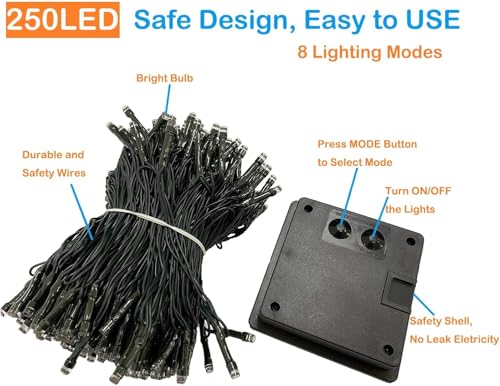2pack 500LED Solar String Lights Outdoor Waterproof Red & White (Red & Cool White / 2PK-500LED)