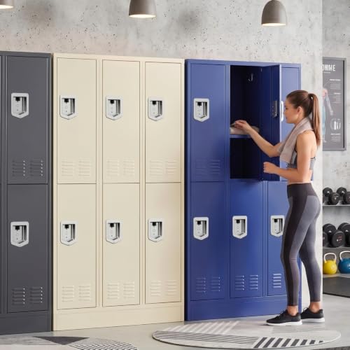 6 Door Metal Storage Locker for Employees (Grey / 6 Door-(72"H x 35.4"W x 15.75"D))