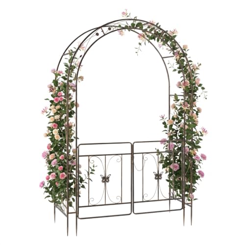 Garden Arbor Arch (Arbor with Gate,Bronze)
