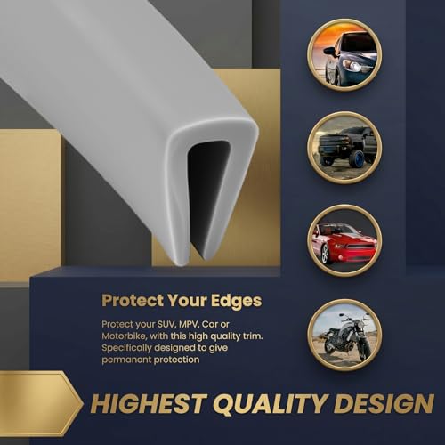 1 16" Rubber Edge Trim U Channel Protector (1/16" U, 10 Feet Long, Grey)