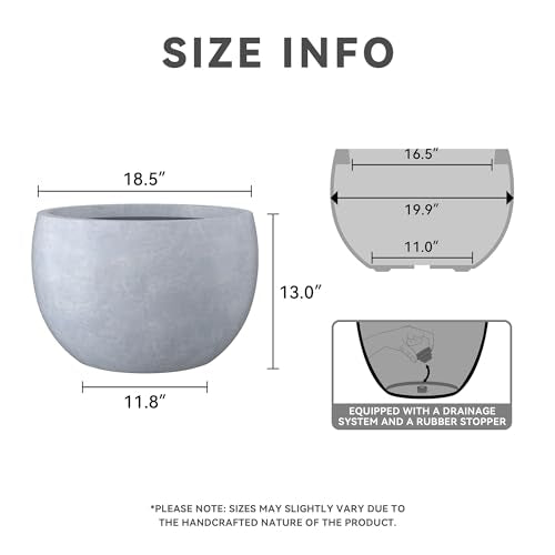 Blue Gray Concrete Planter 20" Dia All (Slate Gray / 19.9" d)