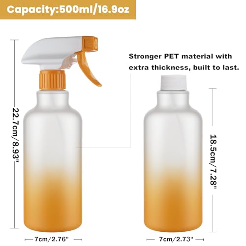 16.9oz 500ml Plastic Spray Bottles 2 Pack (Yellow)
