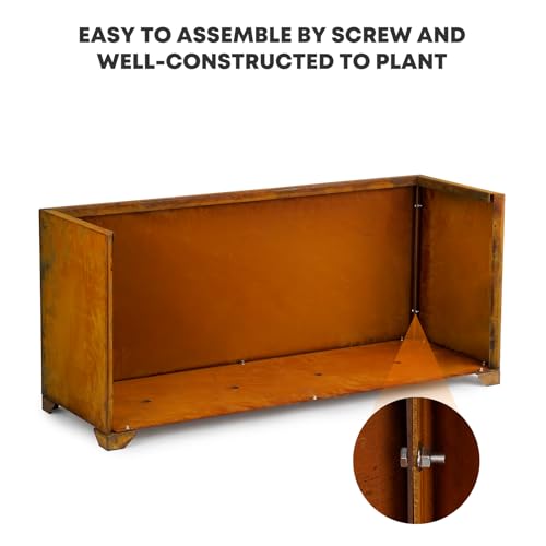 Corten Steel Planter Box for Outdoor Patio (32X10X16 Inch)