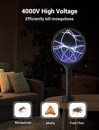 Electric Fly Swatter 4000V Bug Zapper Racket Dual Mode (Black)