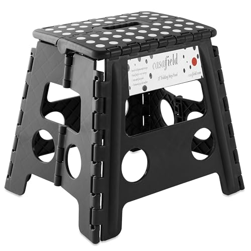13" Folding Step Stool with Handle (Black / 13-Inch)