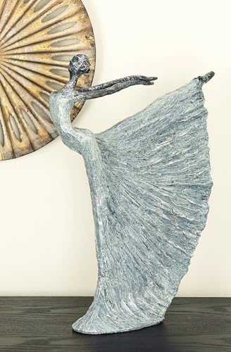 Polystone Dancer Decorative Sculpture Home Decor Statue (Gray / 12" x 3" x 16")