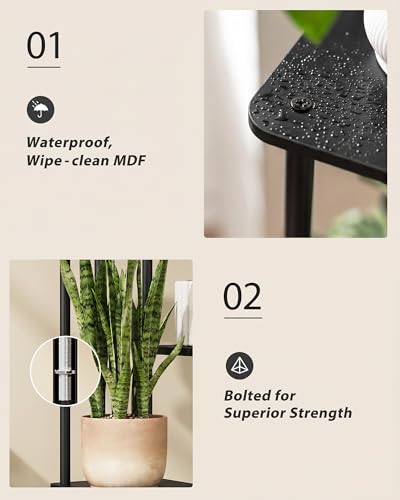 Corner Plant Stand Indoor Tall Plant Stand Black 6 Tier (Dark Brown 6 Tier)