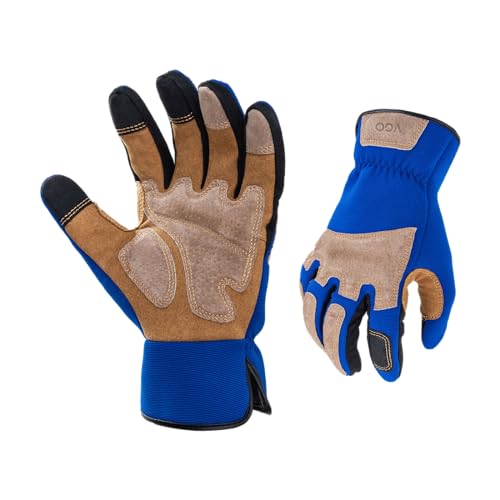 Gardening Work Gloves for Men (Blue / Large)