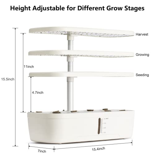 Hydroponics Growing System Kit 12 Pods Indoor Herb Garden with Grow Light (12 Pods / White)