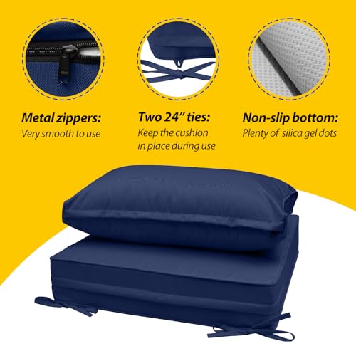 Outdoor Chair Cushions (Navy Blue / 24"x24"x5" / 24"x13.5")