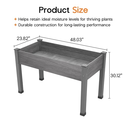 48"x24"x30" Raised Garden Bed with Legs (Gray / 48×24×30 In -Regular)
