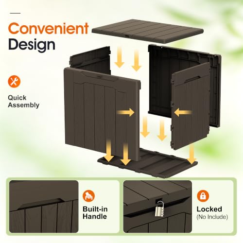 33 Gallon Resin Deck Box All Weather Outdoor Storage Boxes (Dark Brown / 33 Gallon)