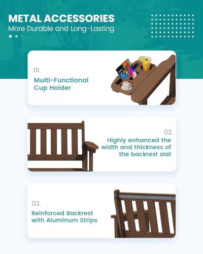 HDPE Outdoor Bench with Foldable Cup Holder (2 Count)