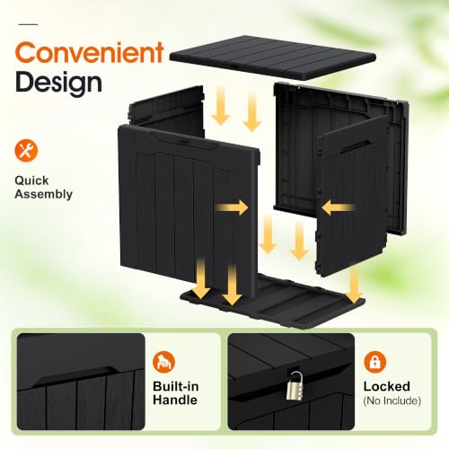 33 Gallon Resin Deck Box Outdoor Storage Boxes (Dark Black / 33 Gallon)