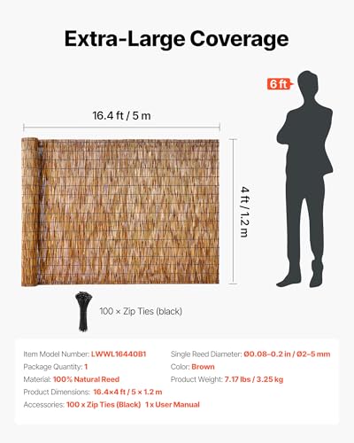 Natural Reed Fencing (Brown / 4ft x 16.4ft)