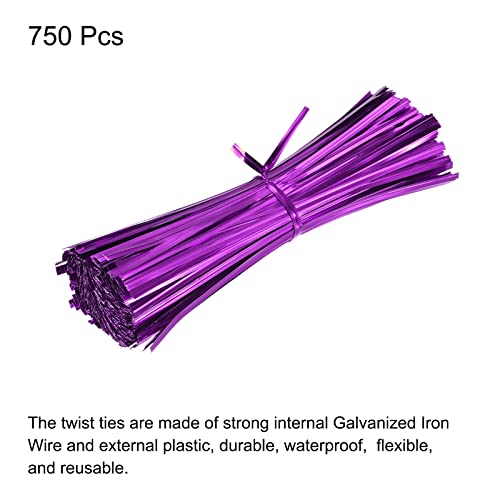 750 Pcs 6" 15cm Foil Twist Ties (6-inch / Purple)