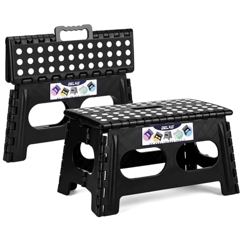 Folding Step Stool 9 inch 2 Pack (Widen Black / 9 Inch-2 Pack)