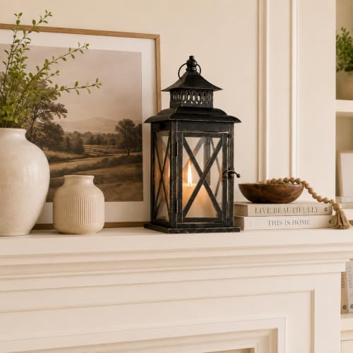 Lantern Decorative Indoor & Outdoor (Black / 14.8'' / 1 Pc)