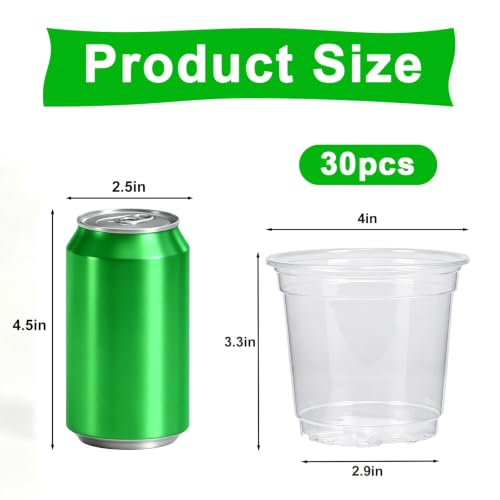 30 Pack 4Inch Clear Nursery Pots with Drainage Holes (4Inch-30Pack)