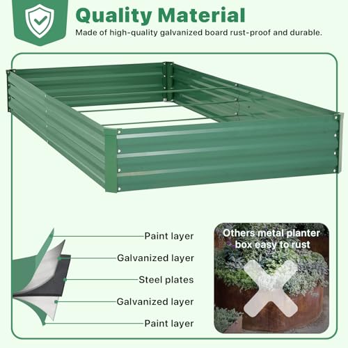 Galvanized Raised Garden Bed for Vegetables Flowers Herbs