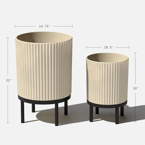 Demi Series Raised Duo Planters (Sand/Black / Bundle - 2 Pack)