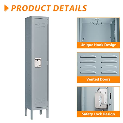 Metal Locker for Home (Grey(4 Legs) / 1 Door-65.98")