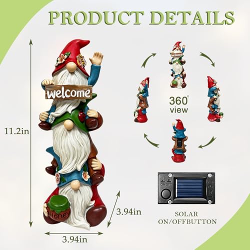 Garden Gnome Statue Solar Lights (three gnomes)