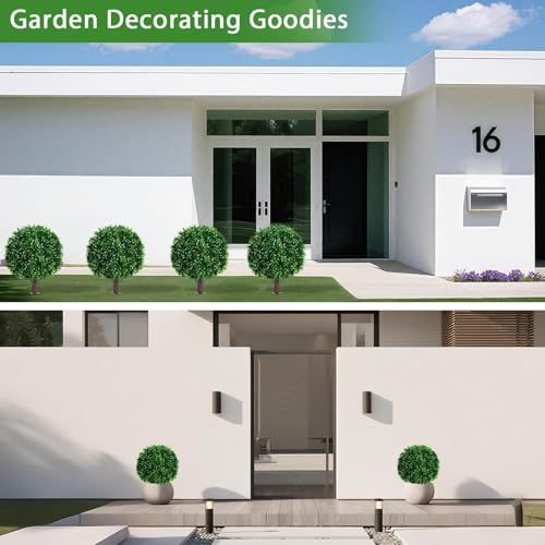 23" Artificial Boxwood Topiary Shrubs Set of 4 with Ground Spike (Boxwood 4pc)