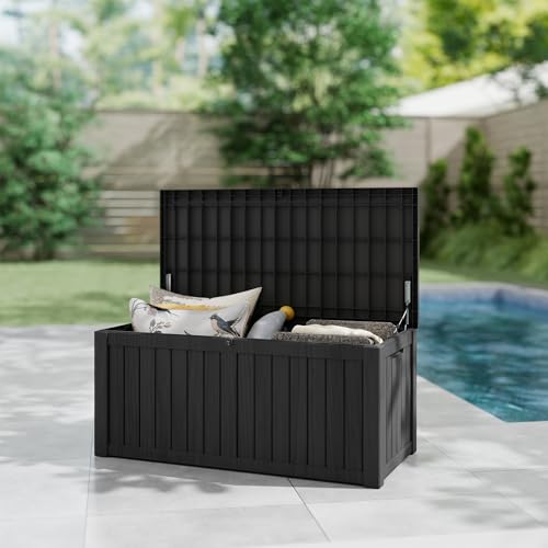 150 Gallon Deck Boxes Outdoor Waterproof (Black / 150 GAL)