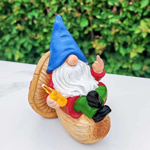 Middle Finger Gnome Statue Naughty Garden Gnomes Funny Drunk Gnome on Mushroom Indoor Outdoor Summer Decoration for Yard Lawn Home Christmas Birthday Gag Gift (Beer Gnome)
