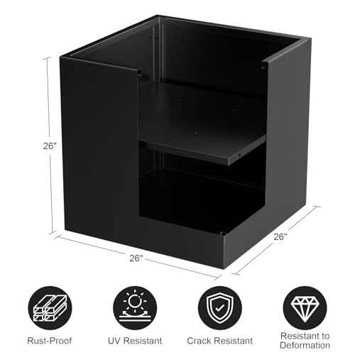 Metal Planter Box for Outdoor Plants 26" L x 26" W x 26" (Black / 26" L x 26" W x 26")