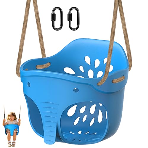 Blue High Back Full Bucket Toddler Swing Seat w (Blue Bucket Swing)