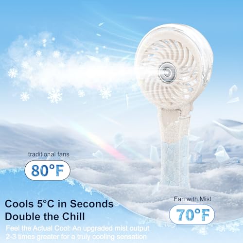 Upgraded Portable Handheld Misting Fan (HF318C / Beige)