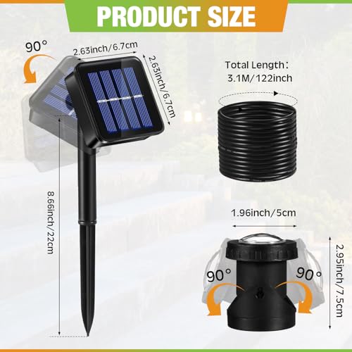 2 Sets Solar Spot Lights Outdoor 10.2ft Cable Landscape Lights Solar Spotlight Lawn Lights Solar Pond Lights Auto On (2 Count)