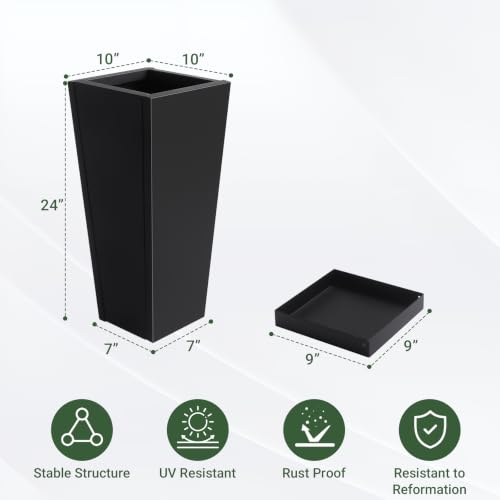 24" Metal Tall Outdoor Planters Set of 2 (24" H)