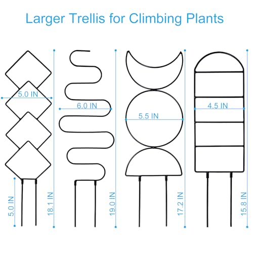 4 Packs 19 in Heighten Trellis for Climbing Plants Indoor (Black / 19 IN)