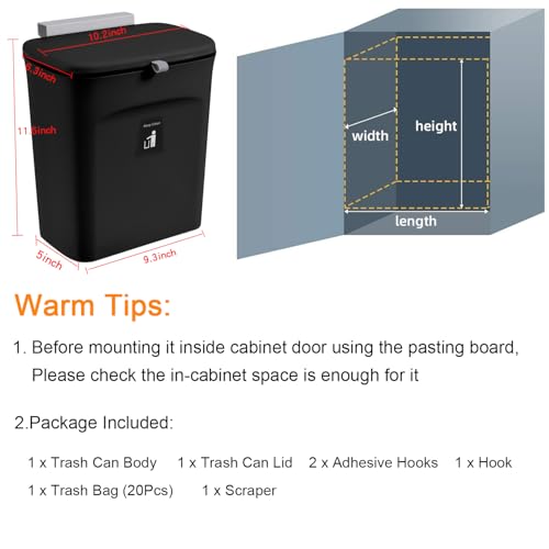 2.4 Gallon Kitchen Compost Bin for Counter Top or Under Sink (Black)
