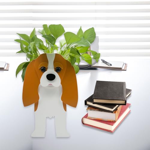 Brown King Cavalier Dog Planter Pots