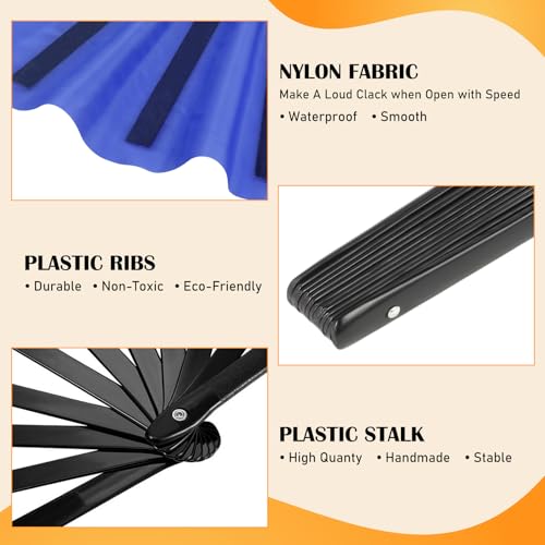4 Packs Large Folding Hand Fans (Red,yellow,green and Blue)