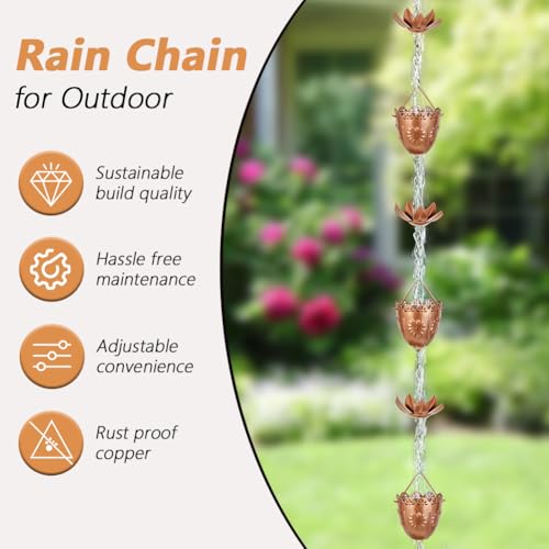 10FT Lotus Rain Chains (Gold Lotus)