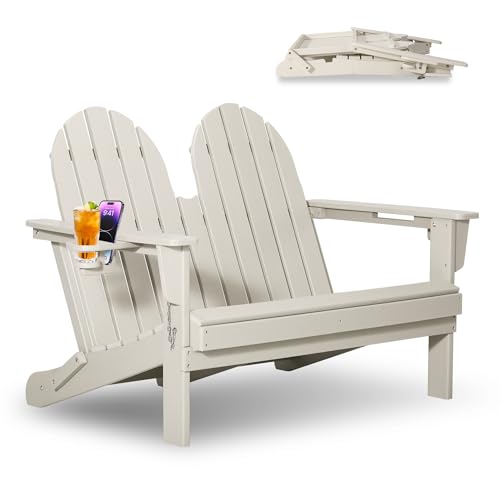 Outdoor Patio HDPE Adirondack Garden Skinny Bench (Sand / 49.5IN)