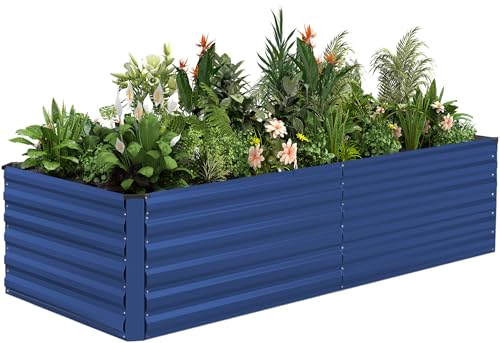 8x4x2ft Outdoor Metal Raised Garden Bed (Blue / 8x4x2 FT-1PC)