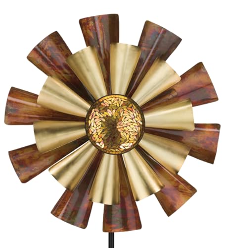 Wind Spinner Outdoor Metal Kinetic Yard Art with Stake (Copper Flame / Medium (70-79 Inch))